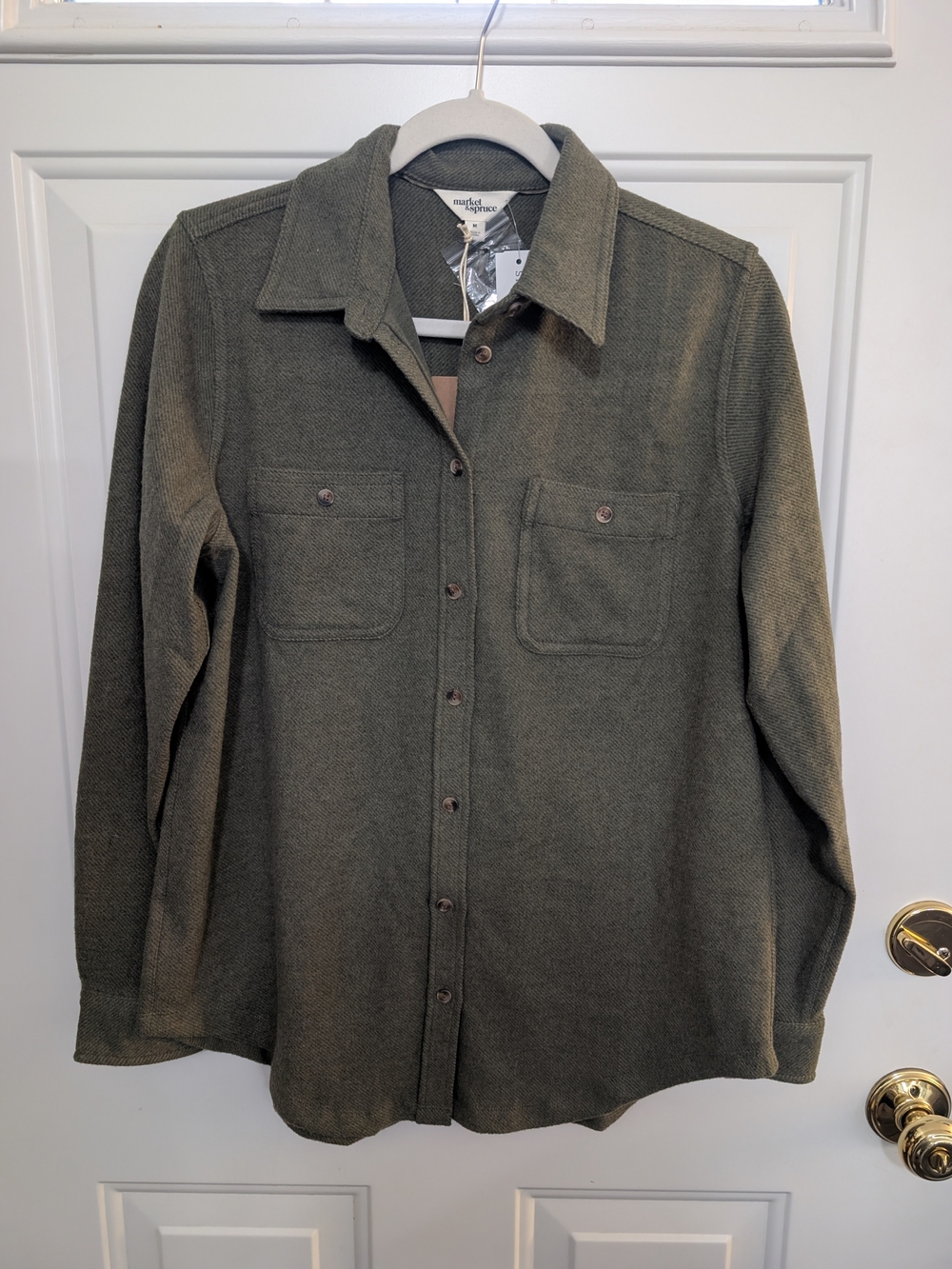 NWT Beautiful Market & Spruce Olive Green Emily Knit Button Down Shirt
